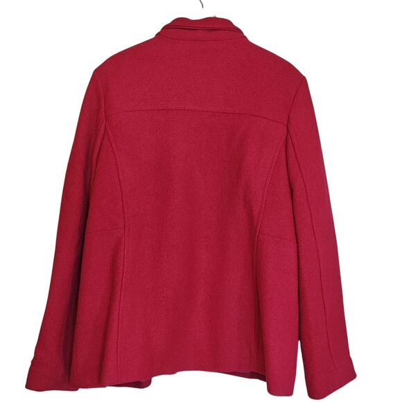 Lands' End Jacket Womens 16 Fuchsia Pink Wool Blend Full Zip Stand Collar - Picture 2 of 13